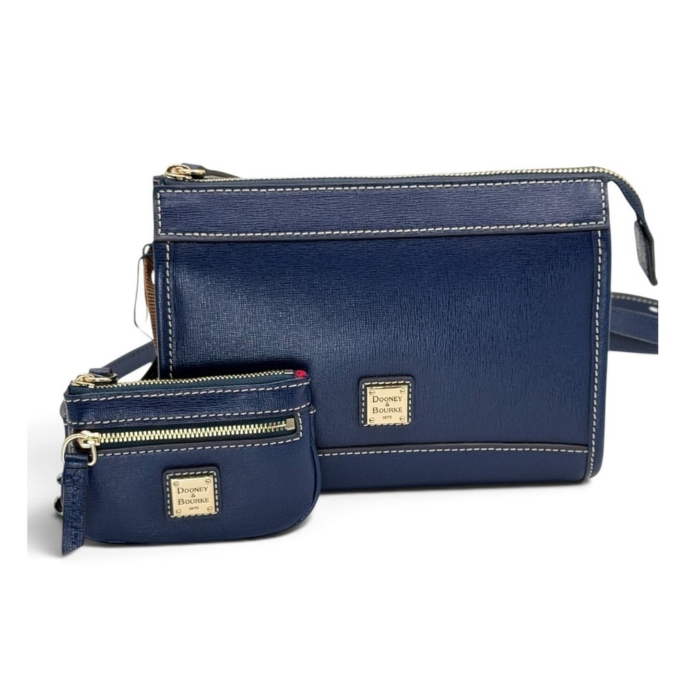 Dooney & Bourke Marine Saffiano Leather Zip Crossbody With Key Coin Purse